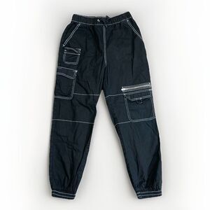 Hot Topic Denim Black Contrast Stitch Cargo Jogger Pants Black Size Small